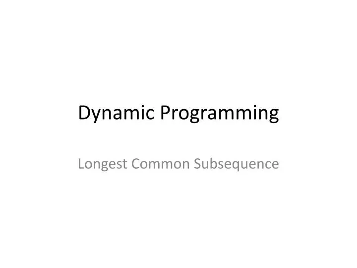 dynamic programming