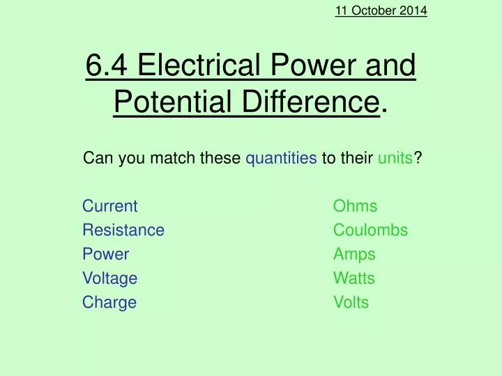 6 4 electrical power and potential difference