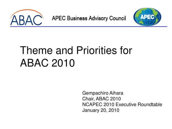 theme and priorities for abac 2010