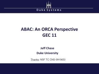 ABAC: An ORCA Perspective GEC 11