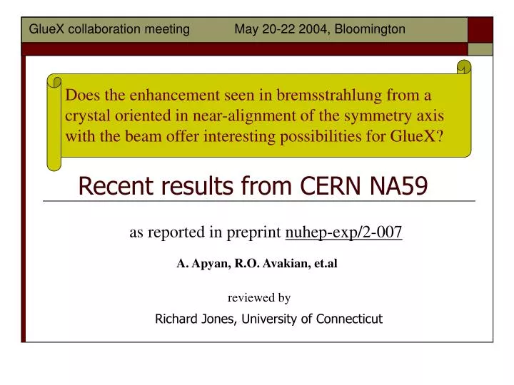 recent results from cern na59
