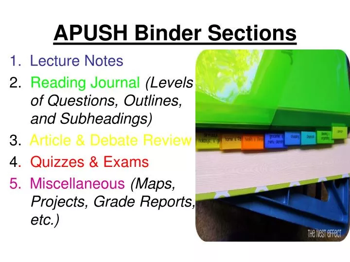 apush binder sections