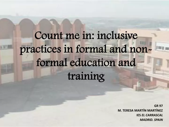 count me in inclusive practices in formal and non formal education and training