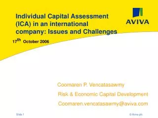 Individual Capital Assessment (ICA) in an international company: Issues and Challenges