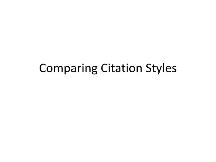comparing citation styles