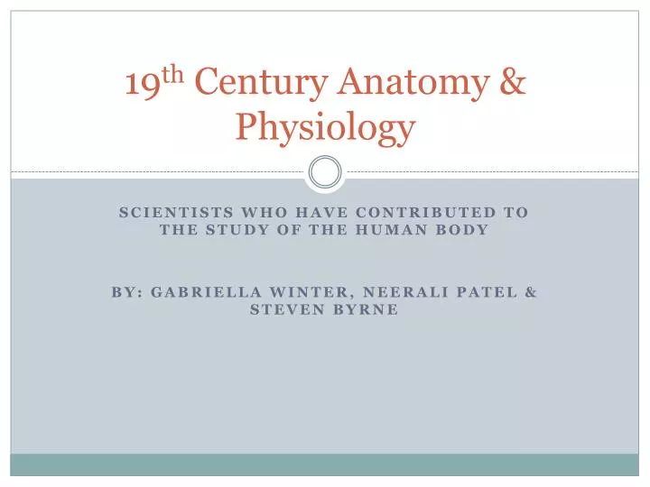 19 th century anatomy physiology