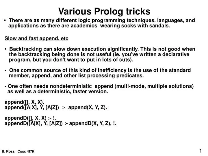 various prolog tricks