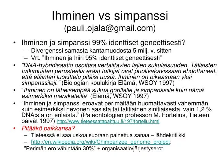ihminen vs simpanssi pauli ojala@gmail com