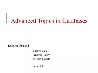 advanced topics in databases