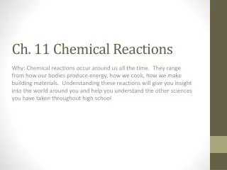 Ch. 11 Chemical Reactions