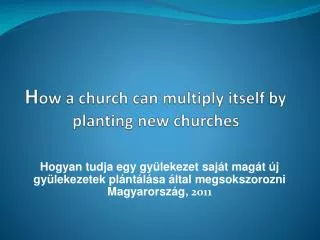 h ow a church can multiply itself by planting new churches