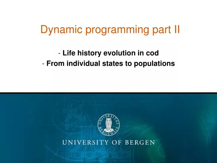 dynamic programming part ii