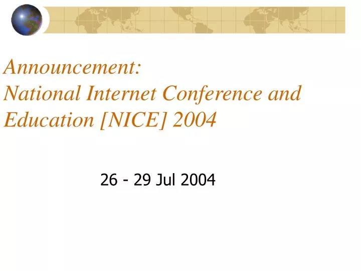 announcement national internet conference and education nice 2004