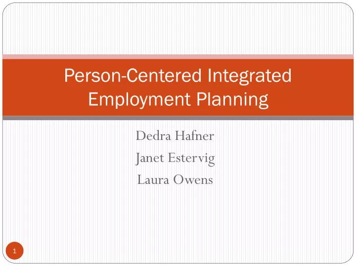 person centered integrated employment planning