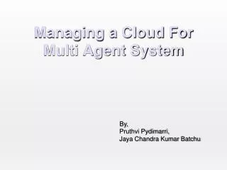 Managing a Cloud For Multi Agent System
