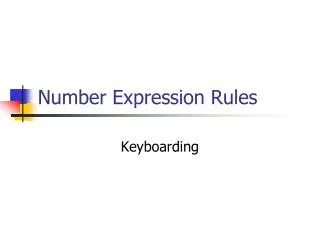Number Expression Rules