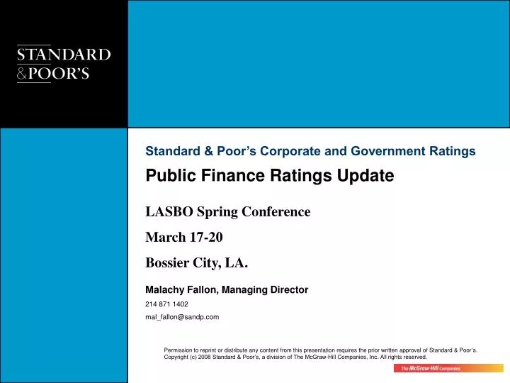 public finance ratings update
