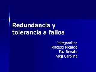 redundancia y tolerancia a fallos