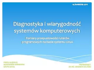 diagnostyka i wiarygodno system w komputerowych
