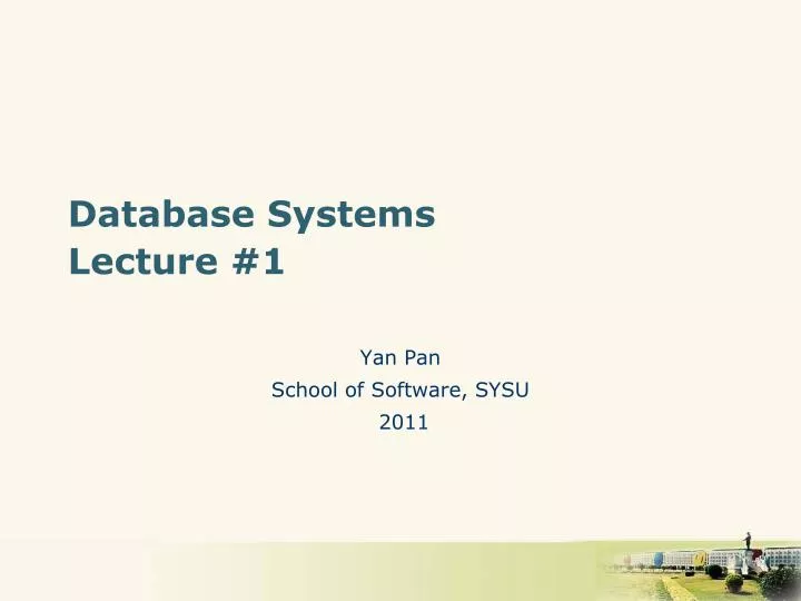 database systems lecture 1