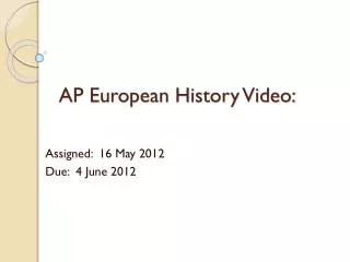 AP European History Video: