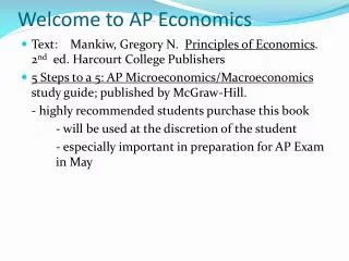 Welcome to AP Economics