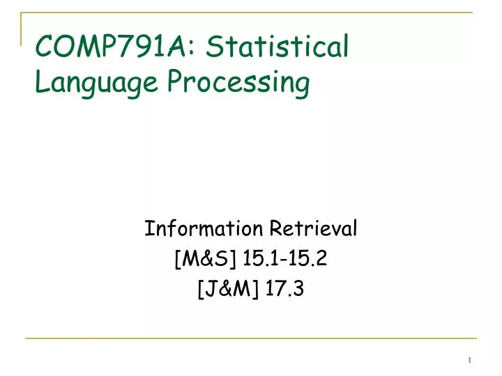 comp791a statistical language processing