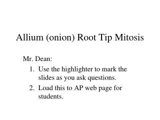 Allium (onion) Root Tip Mitosis