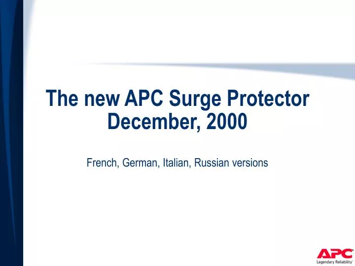 the new apc surge protector december 2000 french german italian russian versions