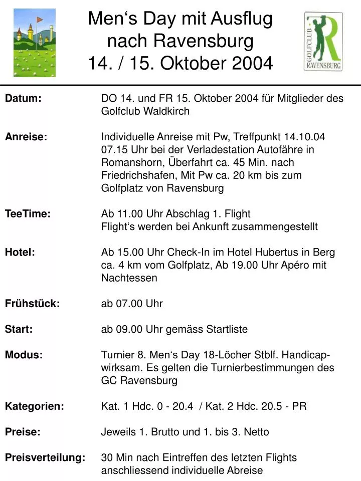 men s day mit ausflug nach ravensburg 14 15 oktober 2004