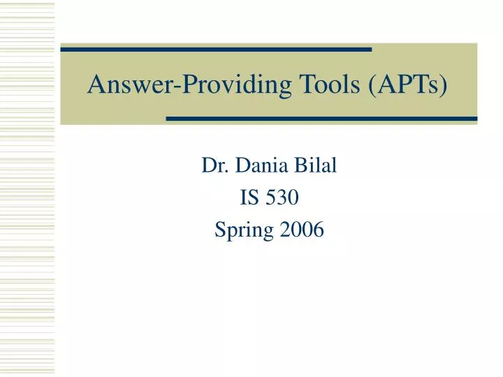 answer providing tools apts