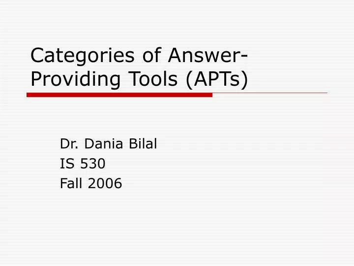 categories of answer providing tools apts