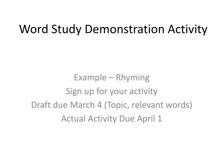 word study demonstration activity