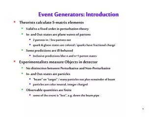 Event Generators: Introduction