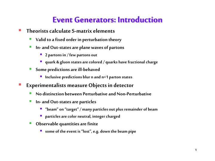 event generators introduction