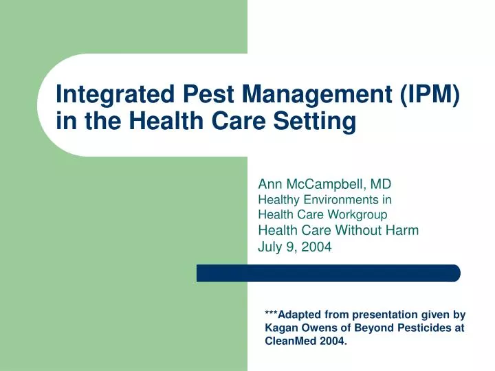integrated pest management ipm in the health care setting