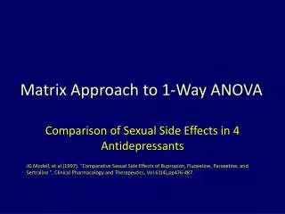 Matrix Approach to 1-Way ANOVA