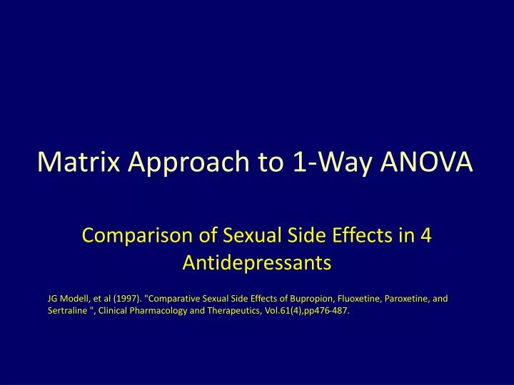 matrix approach to 1 way anova