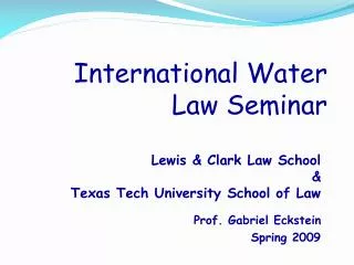 International Water Law Seminar