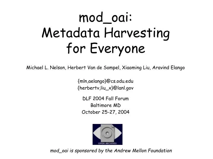 mod oai metadata harvesting for everyone