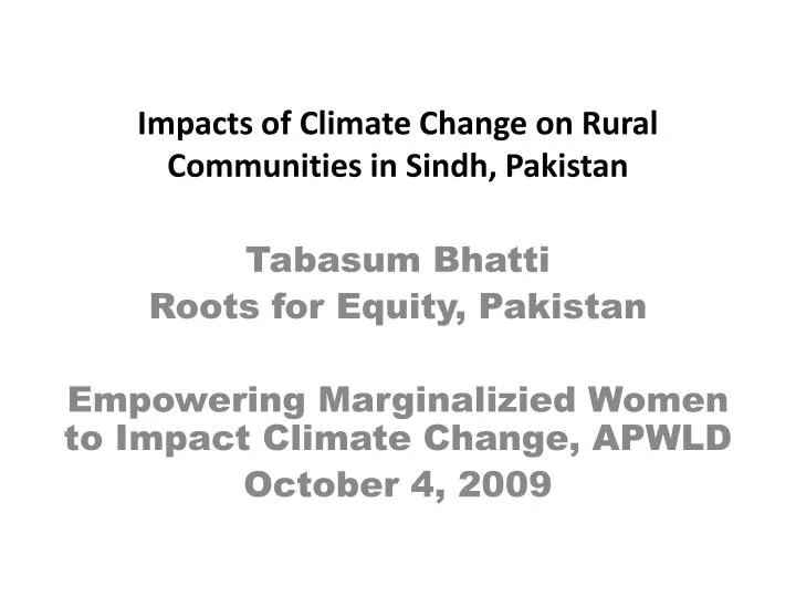 impacts of climate change on rural communities in sindh pakistan