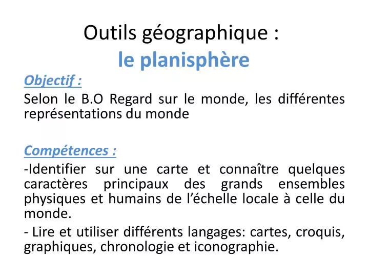 outils g ographique le planisph re