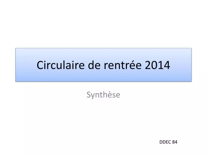 circulaire de rentr e 2014