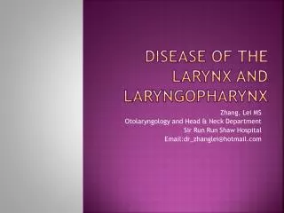 Disease of the Larynx and Laryngopharynx