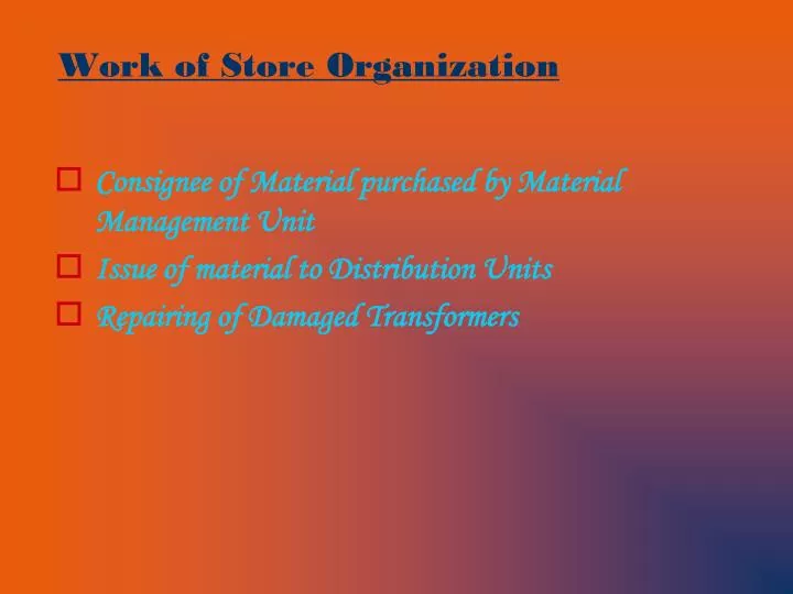 work of store organization