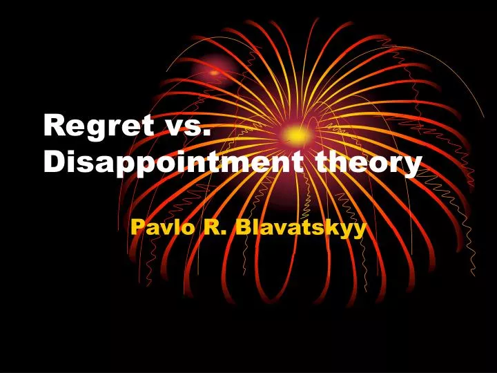 regret vs disappointment theory