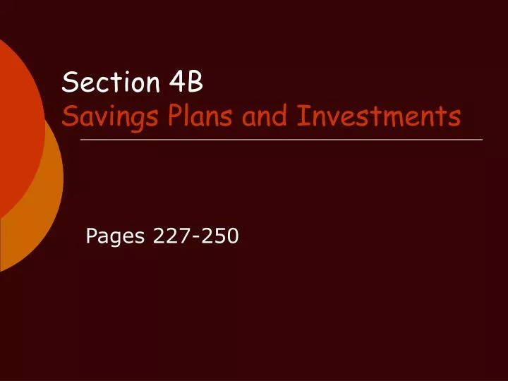 section 4b savings plans and investments