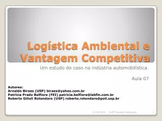 log stica ambiental e vantagem competitiva