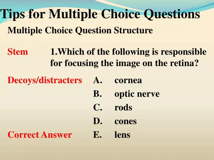 PPT Tips for Multiple Choice Questions PowerPoint Presentation