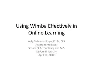 Using Wimba Effectively in Online Learning